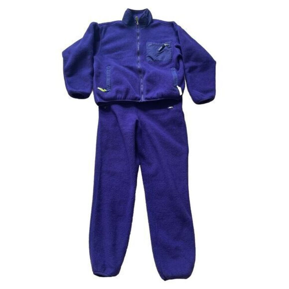 Rare Vtg Patagonia Deep Piles Fleece Jacket Pants Set Sz 12 Purple Made In USA